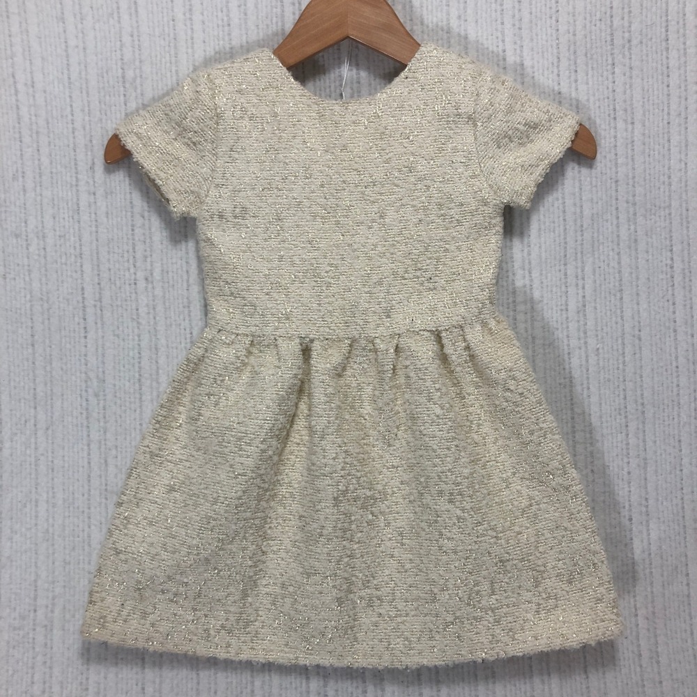 Carrement Beau Girls Dress Party‎ Short Sleeve Gold Sparkle Size 4